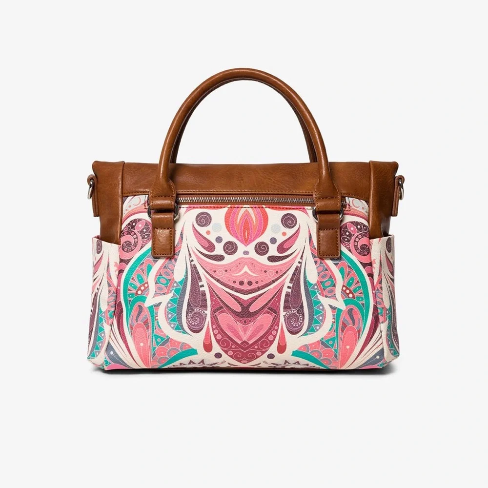 Desigual Bols_Multiverse Loverty Handbag‎ Colorful Paisley Faux Leather Trim NWT
